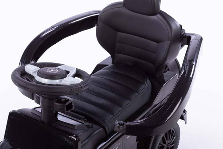 Jeździk z prowadnikiem MERCEDES-BENZ G350 gumowe koła i eko-skórzane siedzisko - CZARNY + rejestracja