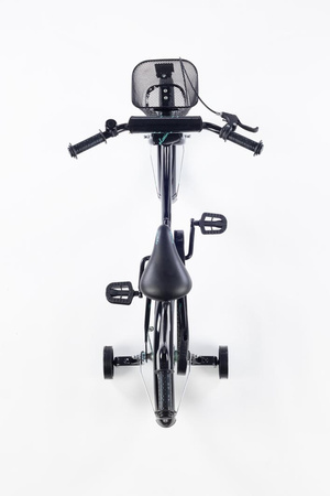 Rowerek dziecięcy 16 cali TOMABIKE z prowadnikiem XXV - PLATINUM   - CZARNY / TURKUSOWY 