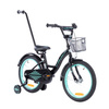 Rowerek dziecięcy 18 cali TOMABIKE z prowadnikiem - PLATINUM - CZARNY-TURKUSOWY