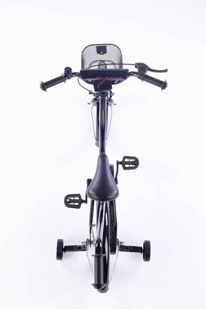 Rowerek dziecięcy 18 cali TOMABIKE z prowadnikiem - PLATINUM - CZARNY-RÓŻOWY