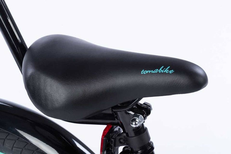 Rowerek dziecięcy 18 cali TOMABIKE z prowadnikiem - PLATINUM - CZARNY-TURKUSOWY