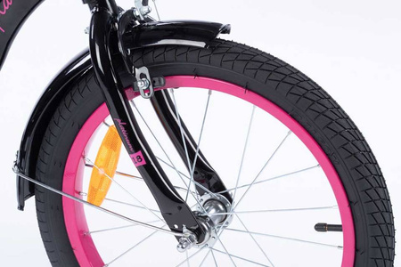 Rowerek dziecięcy 18 cali TOMABIKE z prowadnikiem - PLATINUM - CZARNY-RÓŻOWY