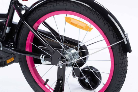 Rowerek dziecięcy 18 cali TOMABIKE z prowadnikiem - PLATINUM - CZARNY-RÓŻOWY