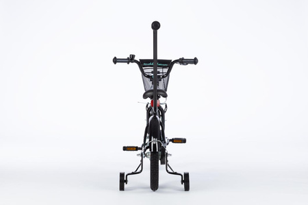 Rowerek dziecięcy 16 cali TOMABIKE z prowadnikiem XXV - PLATINUM   - CZARNY / TURKUSOWY 