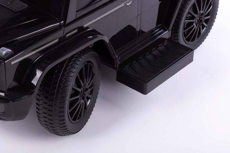 Jeździk z prowadnikiem MERCEDES-BENZ G350 gumowe koła i eko-skórzane siedzisko - CZARNY + rejestracja