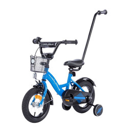 Rowerek dziecięcy TOMABIKE XXV 12 cali  z prowadnikiem - PLATINUM - NIEBIESKI