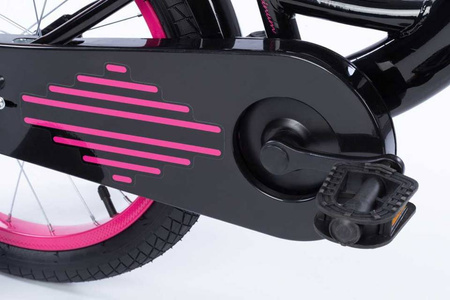 Rowerek dziecięcy 18 cali TOMABIKE z prowadnikiem - PLATINUM - CZARNY-RÓŻOWY
