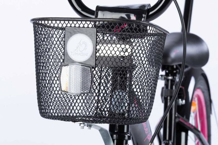 Rowerek dziecięcy 18 cali TOMABIKE z prowadnikiem - PLATINUM - CZARNY-RÓŻOWY