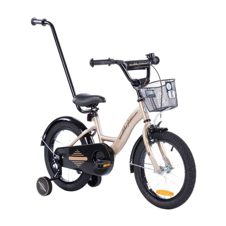 Rowerek dziecięcy 16 cali TOMABIKE z prowadnikiem - PLATINUM  - ZŁOTY