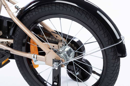 Rowerek dziecięcy 16 cali TOMABIKE z prowadnikiem - PLATINUM  - ZŁOTY