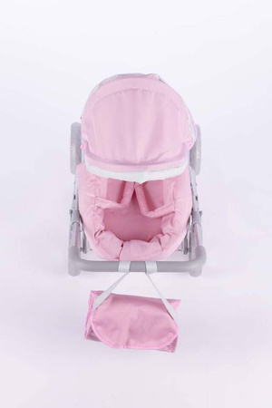 Wózek dla lalek z gondolą - ALICE - SWEET PINK and GREY