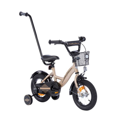 Rowerek dziecięcy TOMABIKE 12 cali  z prowadnikiem - PLATINUM - ZŁOTY 